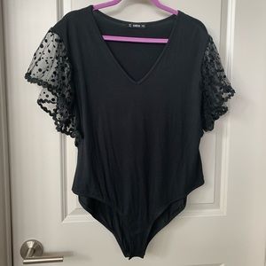 Organza Polka Dot Sleeve Bodysuit